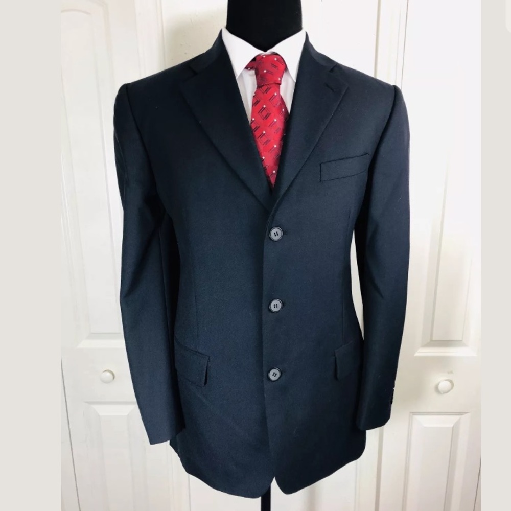 J.W.E Designs Men’s Navy Blue Wool Blend Blazer